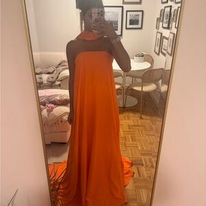 Elegant Orange Halter Maxi Dress